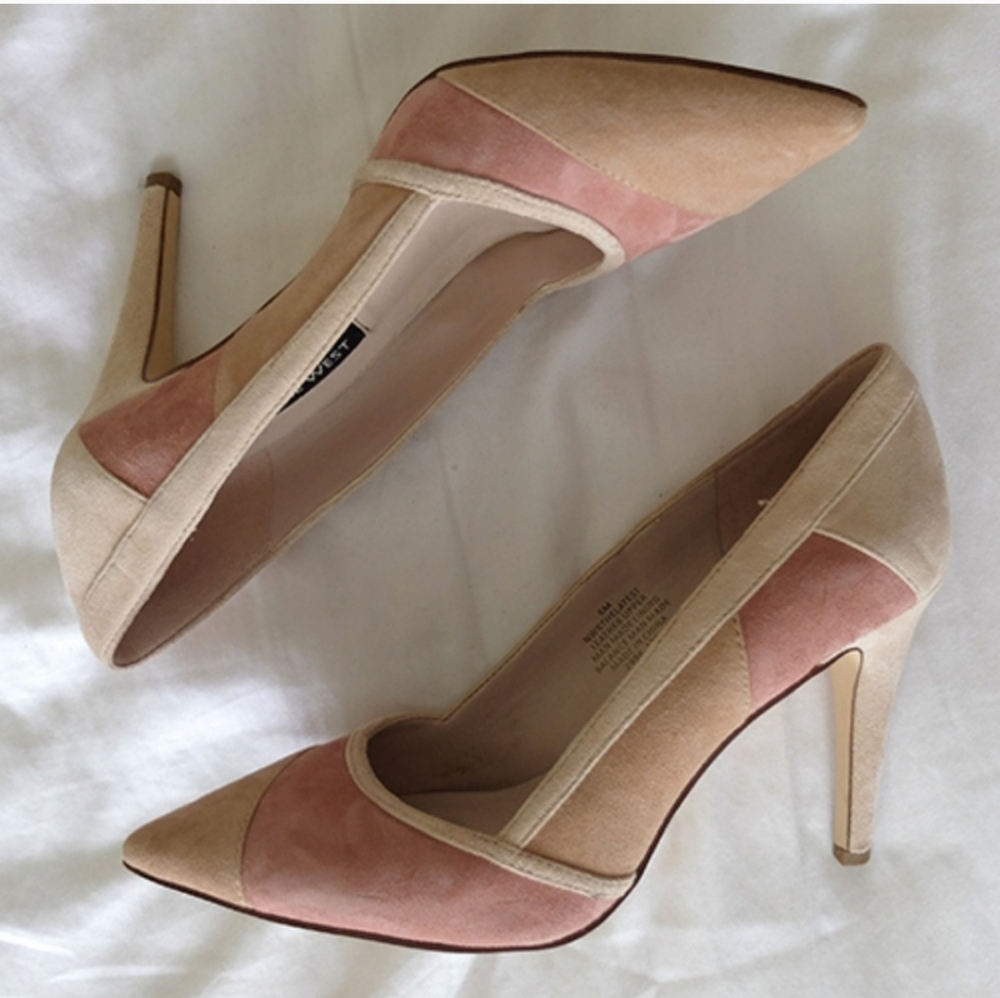 Nine West colorblock pink and cream heels